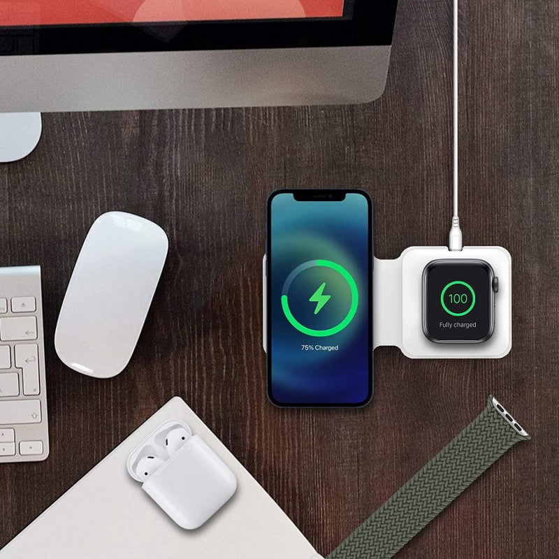 Magnetic Duo Wireless Charging Pad, Portable 2 In 1 Foldable Charging Dock Power Station Multiple Devices Wireless Charger Magnetic Duo Wireless Charging Pad, Portable 2 In 1 Foldable Charging Dock Power Station Multiple Devices Wireless Charger